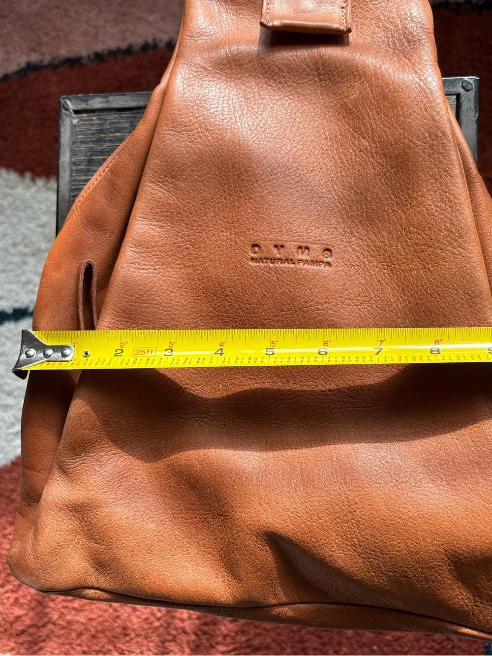 Leather Backpack Tote in Cognac Brown